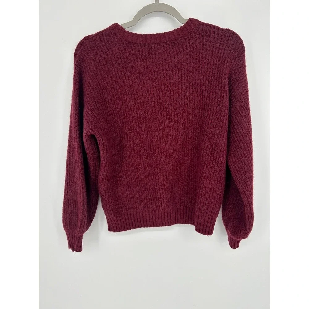 Old Navy Girls L 10-12 Burgundy Pink Love You Heart Sweater Coquette Preppy